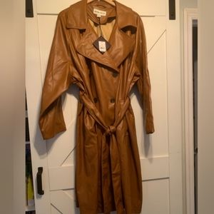 NWT Women's Faux Leather Trench Coat